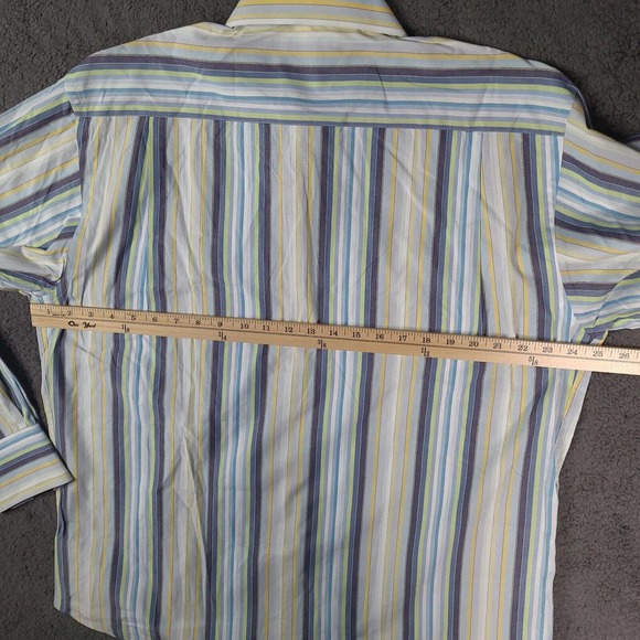 Bachrach Shirt Men's Large Blue White Striped Button Down Long Sleeve - Picture 9 of 12